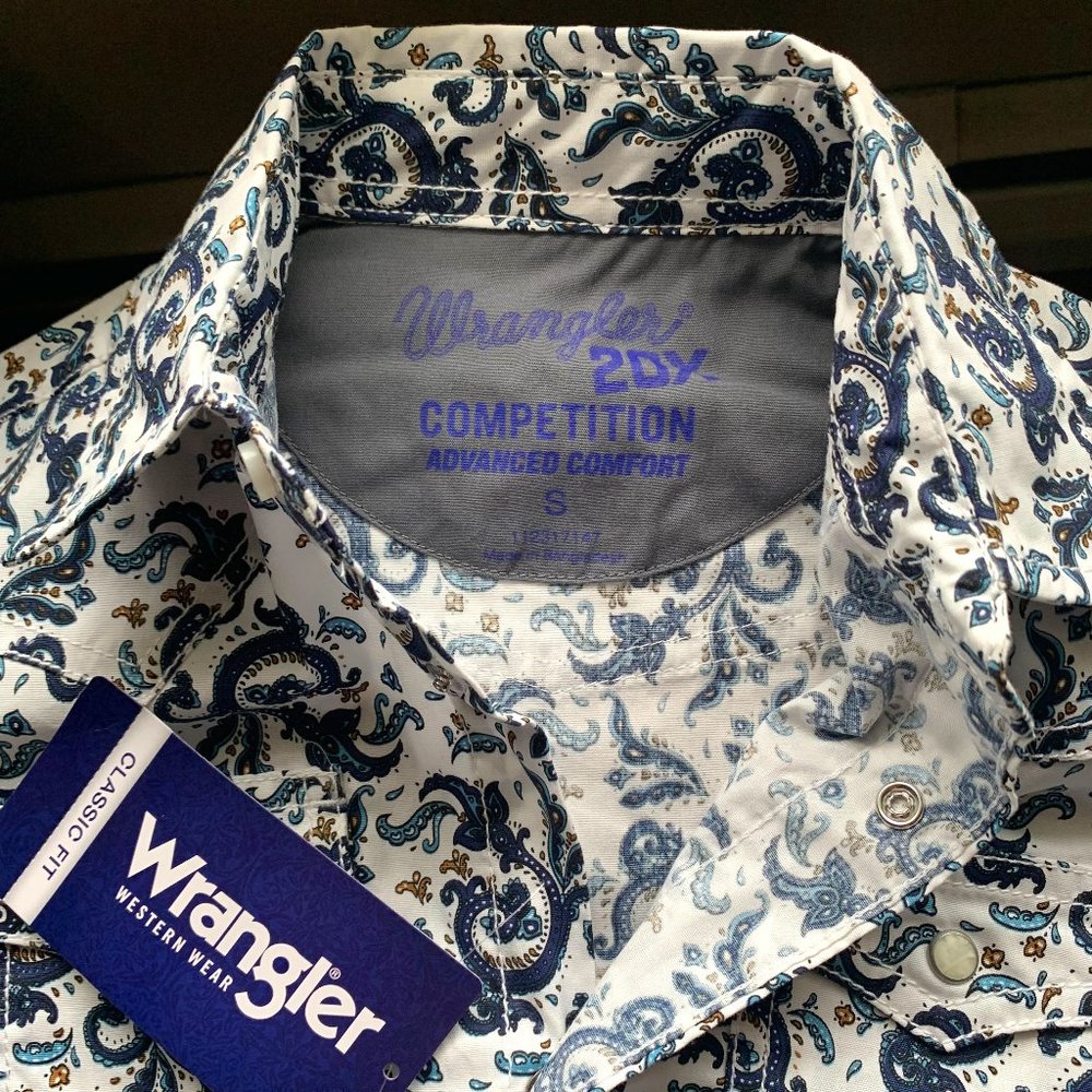 Wrangler Kid’s Paisley Print Long Sleeve Western Snap Shirt; Small